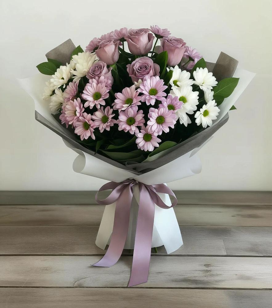 Букет цветов из: Хризантемы и Розы в Заволжье