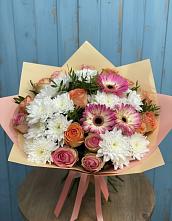 Букет цветов из:  Розы, Герберы и Хризантемы #REPLACE_PRED# Заволжье