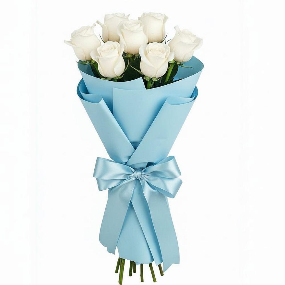Букет 7 белых роз Проуд в Заволжье