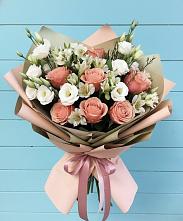 Букет цветов из:  Розы, Альстромерии и Лизиантусы в Заволжье