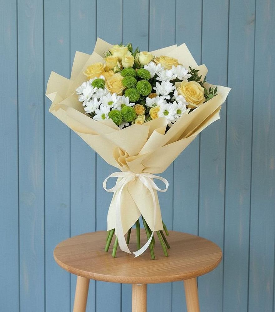 Букет цветов из: Хризантемы и Розы в Заволжье