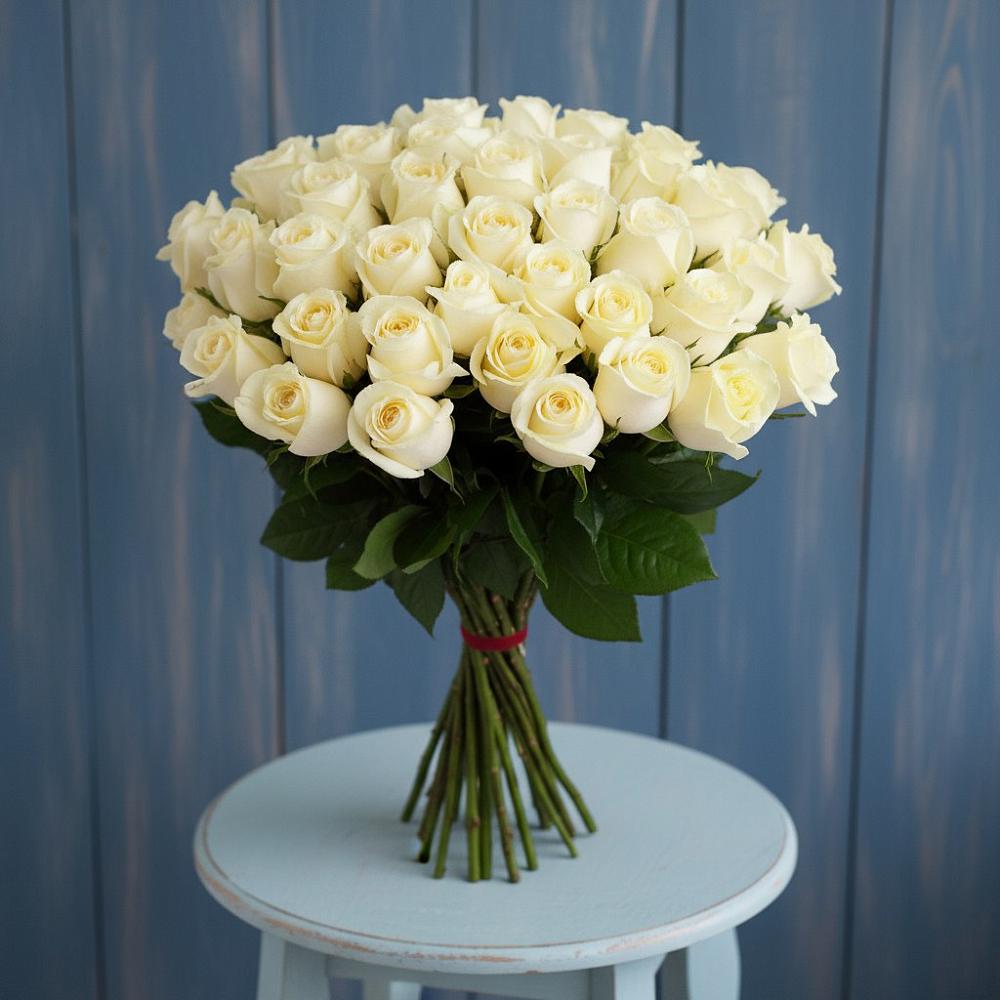Букет 51 Белая роза Эдлесс Лав в Заволжье