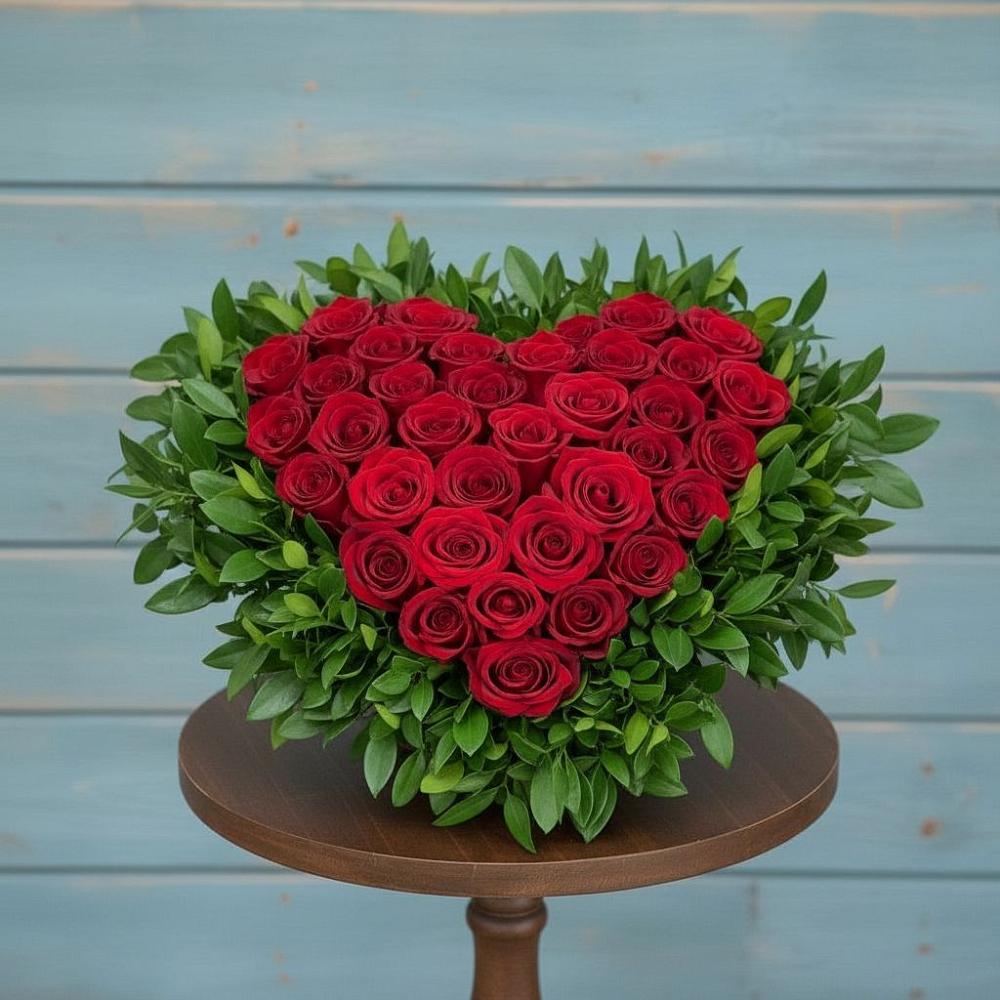 Цветочная композиция из Розы в виде сердца в Заволжье