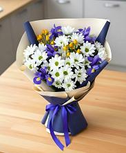 Букет цветов из:  Розы, Ирисы и Хризантемы #REPLACE_PRED# Заволжье