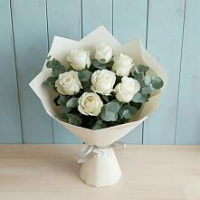 Букет Белые розы в Эвкалипте в Заволжье
